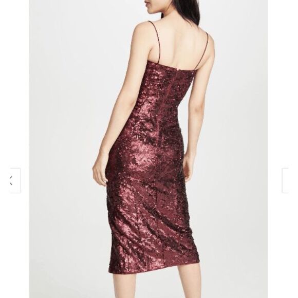 NEW! MISHA Tamara Dress Wine (Red) Sequin Formal Front Slit Strappy Size 4 - Picture 2 of 16